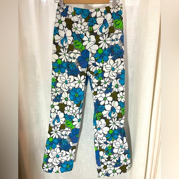 Vintage 60s or 70s‎ Evan Picone Floral Flare Pants-Groovy! Small - Picture 1 of 5